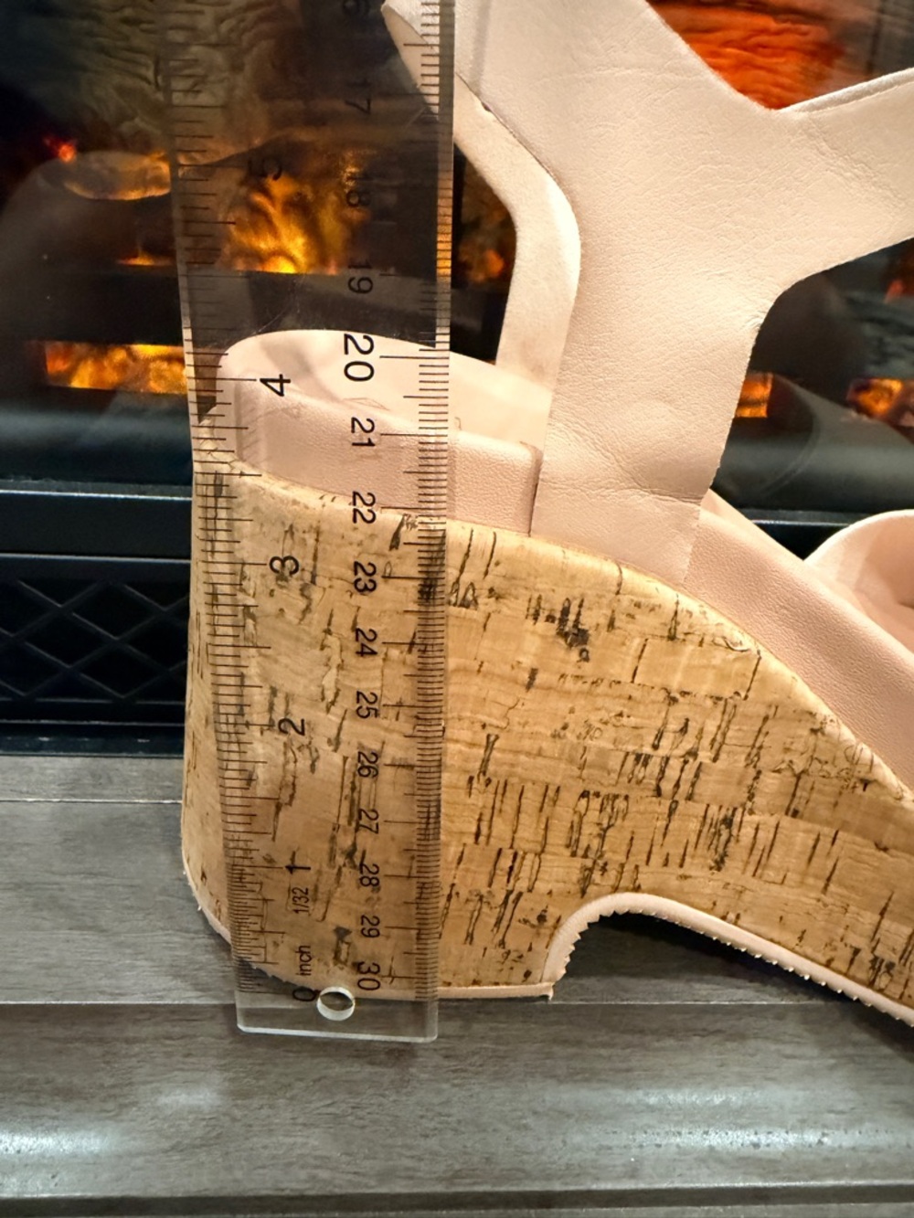 Reef Blush Pink Cork Wedge Sandals with Ankle Strap - Picture 5 of 9